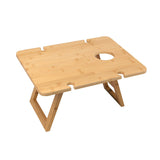 Camp Furniture: Bamboo Foldable Picnic Table Tray with Wine and Glass Holders