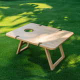 Camp Furniture: Bamboo Foldable Picnic Table Tray with Wine and Glass Holders