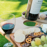 Camp Furniture: Bamboo Foldable Picnic Table Tray with Wine and Glass Holders