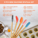 Kitchen Utensils: 5pc Mini Silicone and Bamboo Utensils Set Nonstick Cookware