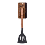 Kitchen Utensils: Beechwood & silicone slotted turner charcoal