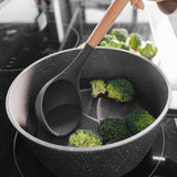 Kitchen Utensils: Beechwood & silicone ladle charcoal