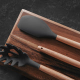 Kitchen Utensils: Beechwood & silicone spatula charcoal
