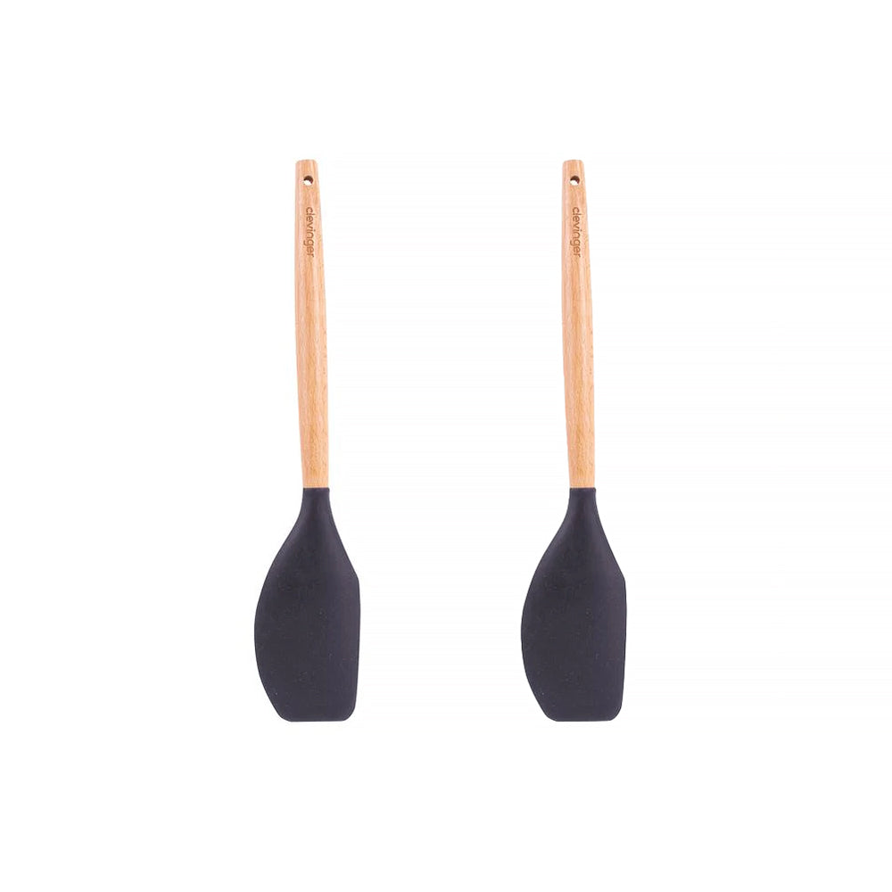 Cutlery: 2pcs Beechwood & silicone spatula charcoal