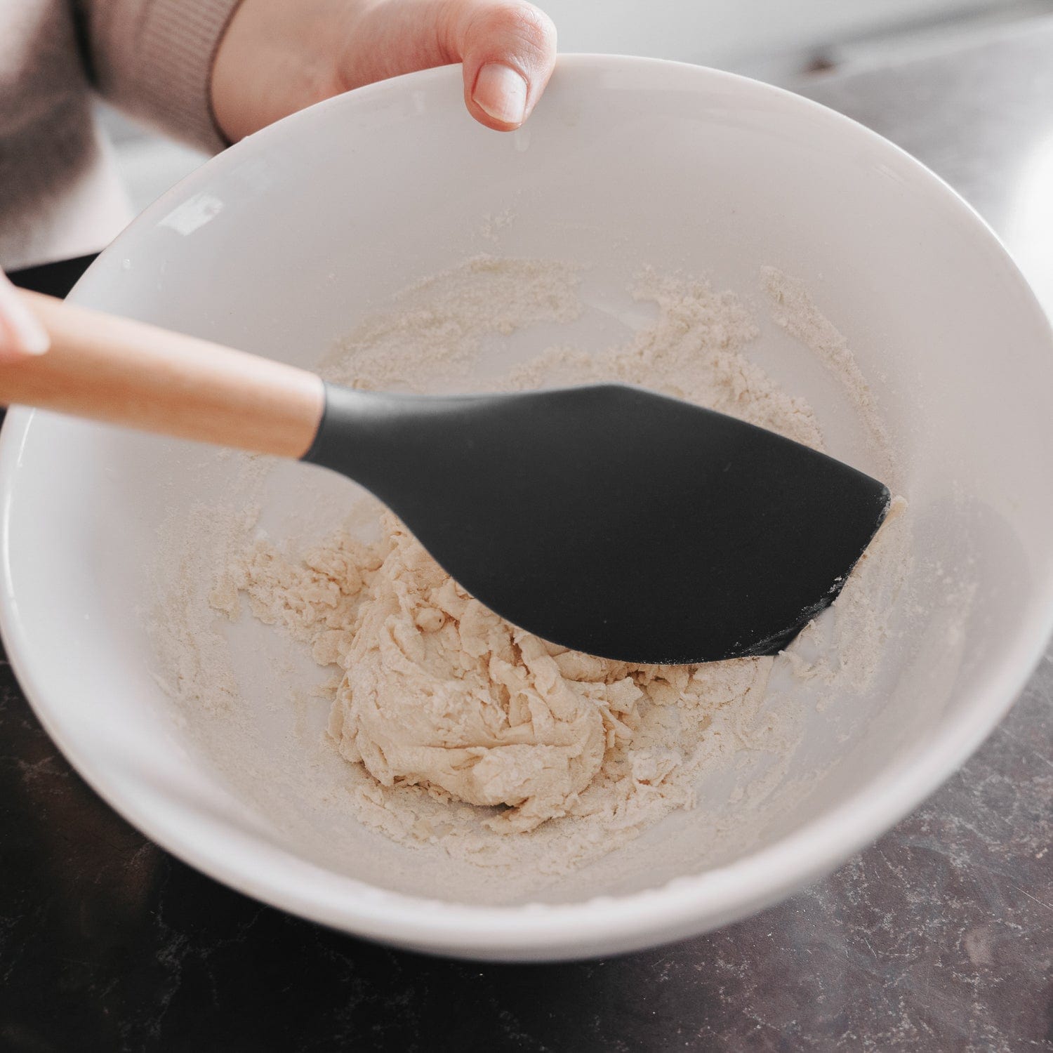 Cutlery: 2pcs Beechwood & silicone spatula charcoal