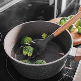 Kitchen Utensils: Beechwood & silicone pasta spoon charcoal