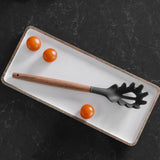 Kitchen Utensils: Beechwood & silicone pasta spoon charcoal