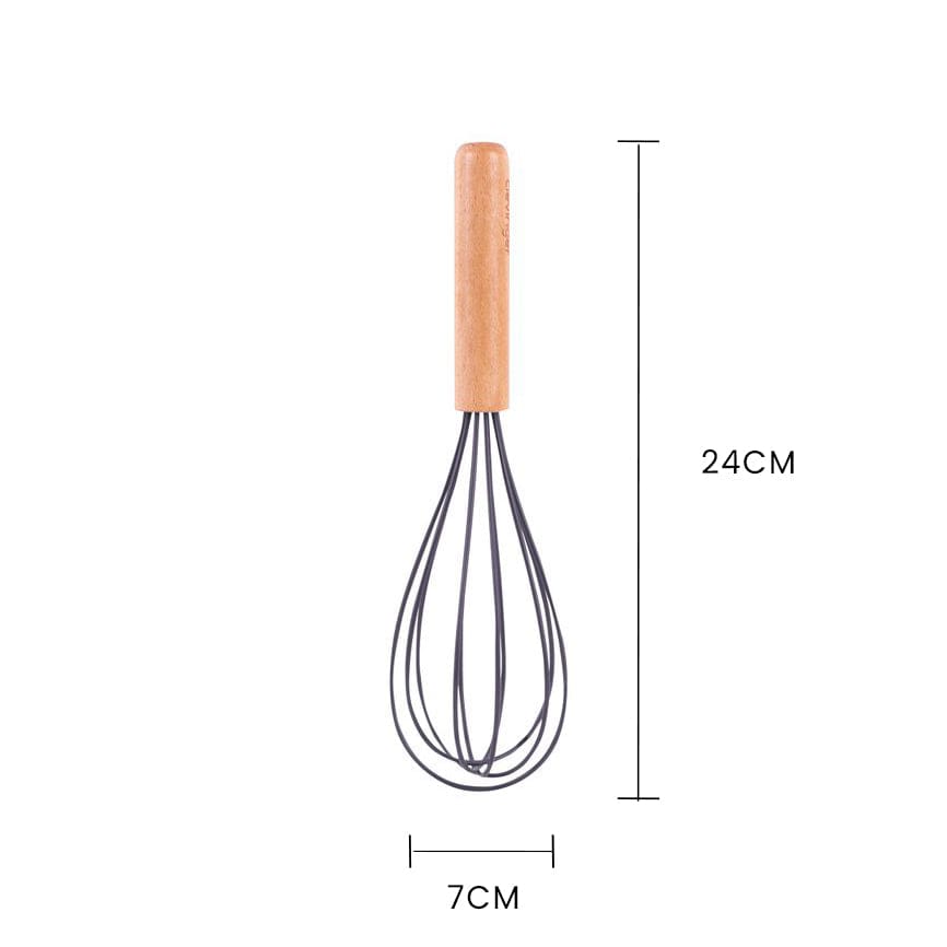 Kitchen Utensils: Beechwood & silicone whisk charcoal
