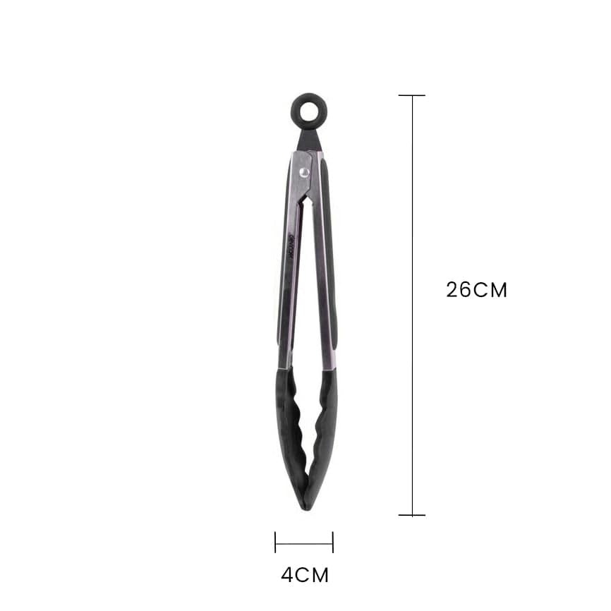 Kitchen Utensils: Stainless steel & silicone tongs charcoal