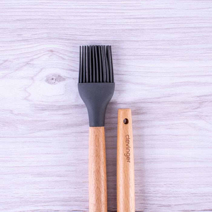 Kitchen Utensils: Beechwood & silicone basting brush charcoal