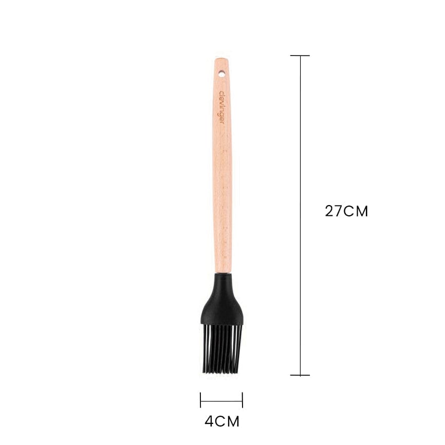 Kitchen Utensils: Beechwood & silicone basting brush charcoal