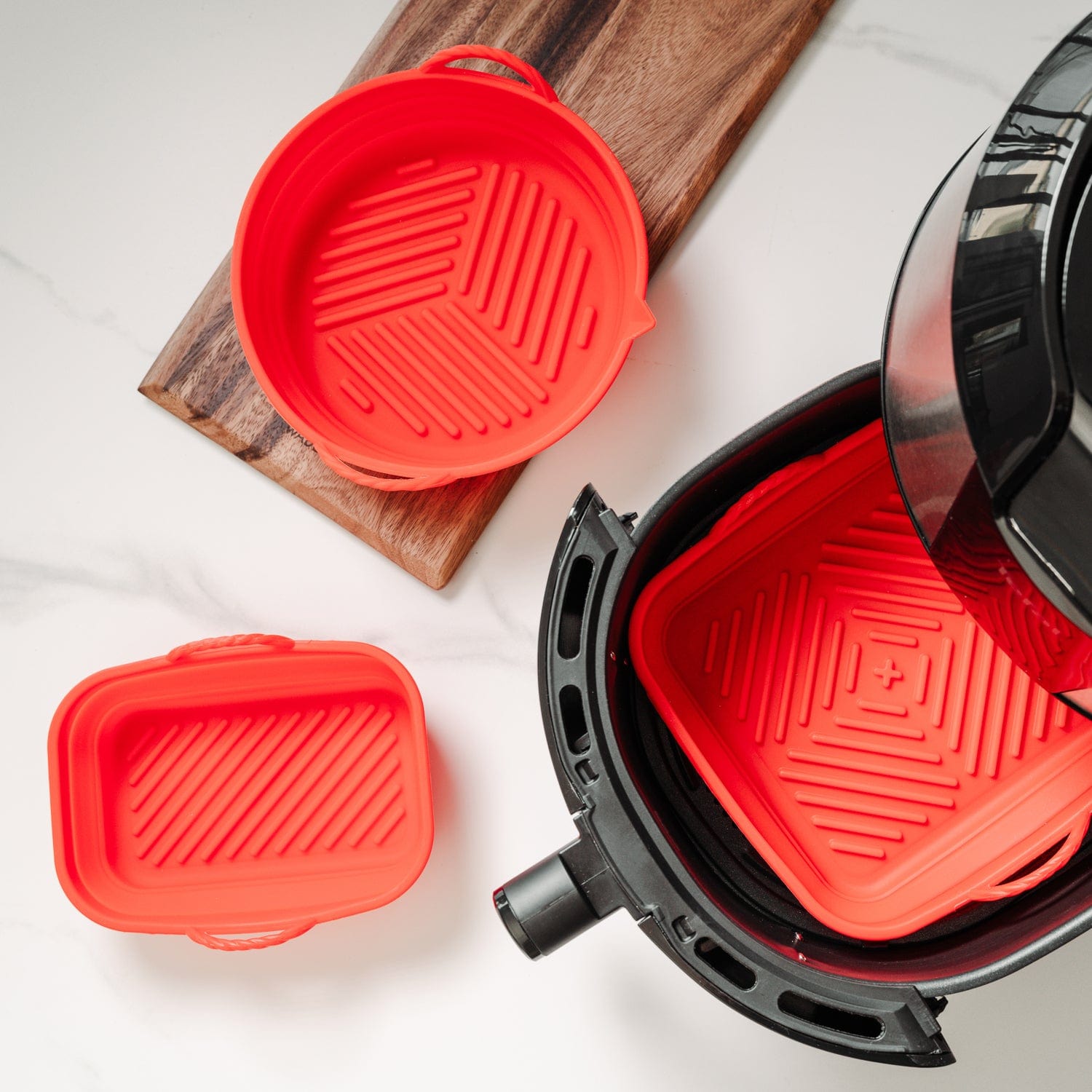 Kitchen & Bathroom DIY: Collapsible Silicone Air Fryer Oven Microwave Liner Rectangle