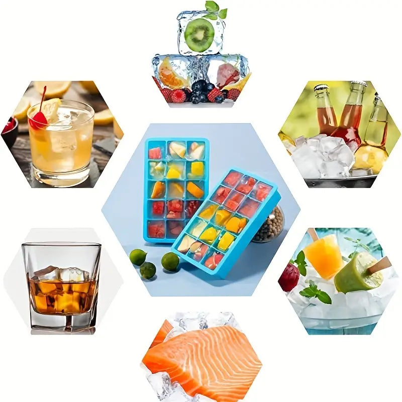 Kitchen Utensils: 15 Grids Silicone Ice Tray Cube Molds