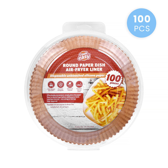 100 Pcs 20cm Round Disposable Unbleached Silicone Paper Dish Air-fryer Liner