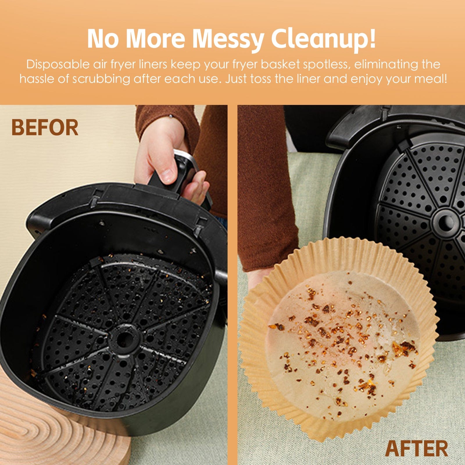 Kitchen Utensils: 100 Pcs 20cm Round Disposable Unbleached Silicone Paper Dish Air-fryer Liner