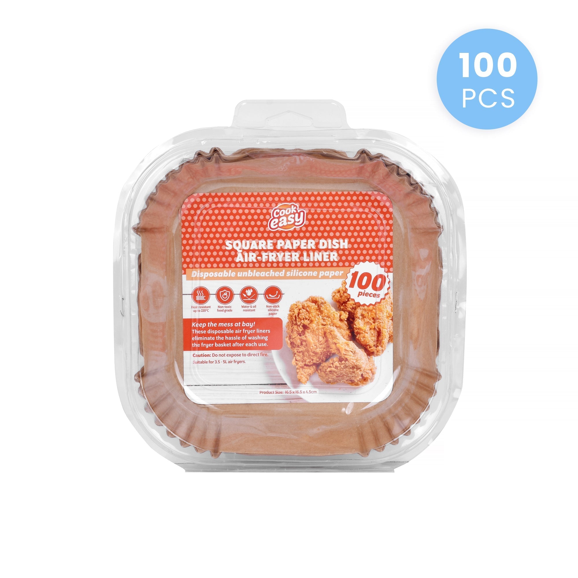 Kitchen Utensils: 100 Pcs 16.5cm Square Disposable Unbleached Silicone Paper Dish Air-fryer Liner