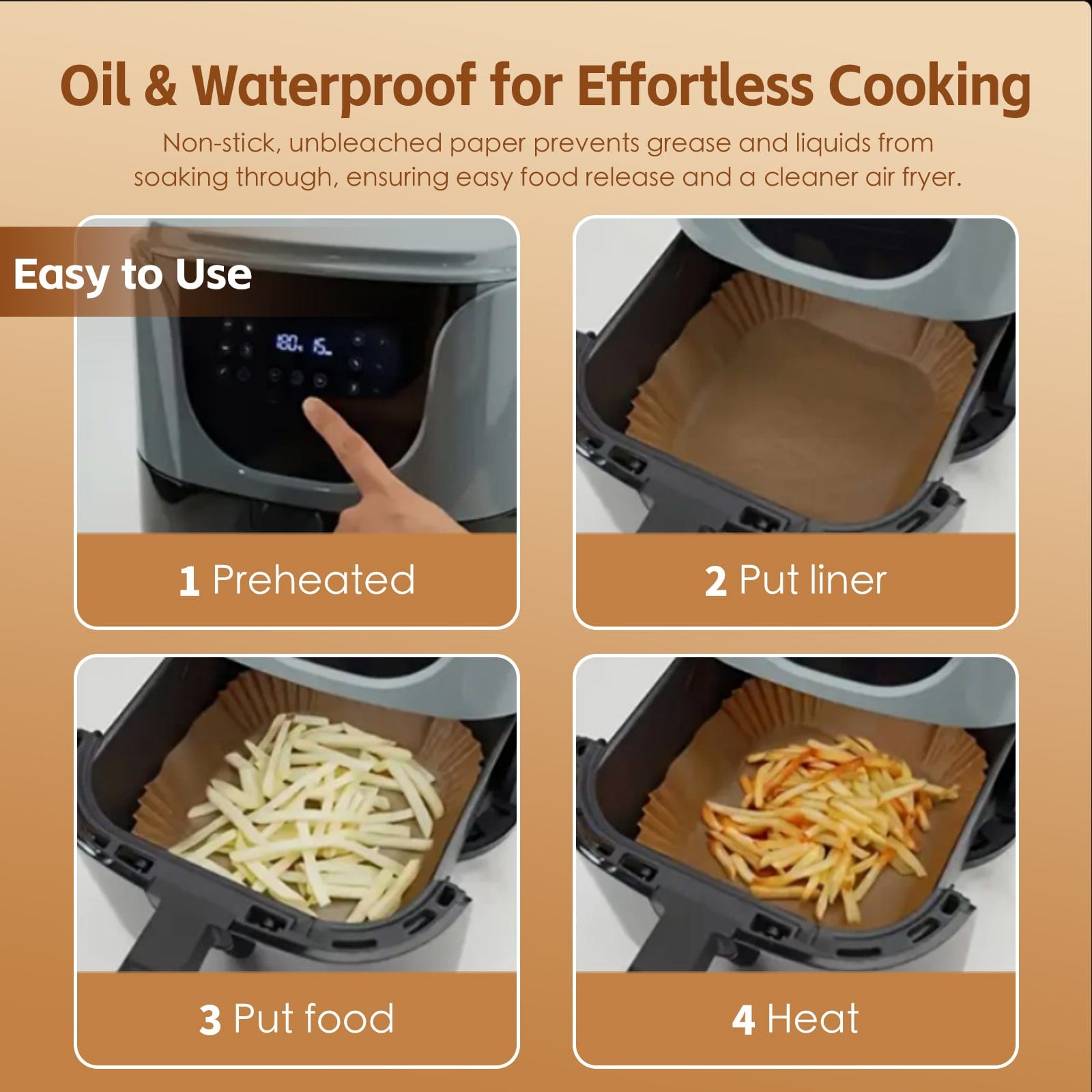 Kitchen Utensils: 100 Pcs 20cm Square Disposable Unbleached Silicone Paper Dish Air-fryer Liner