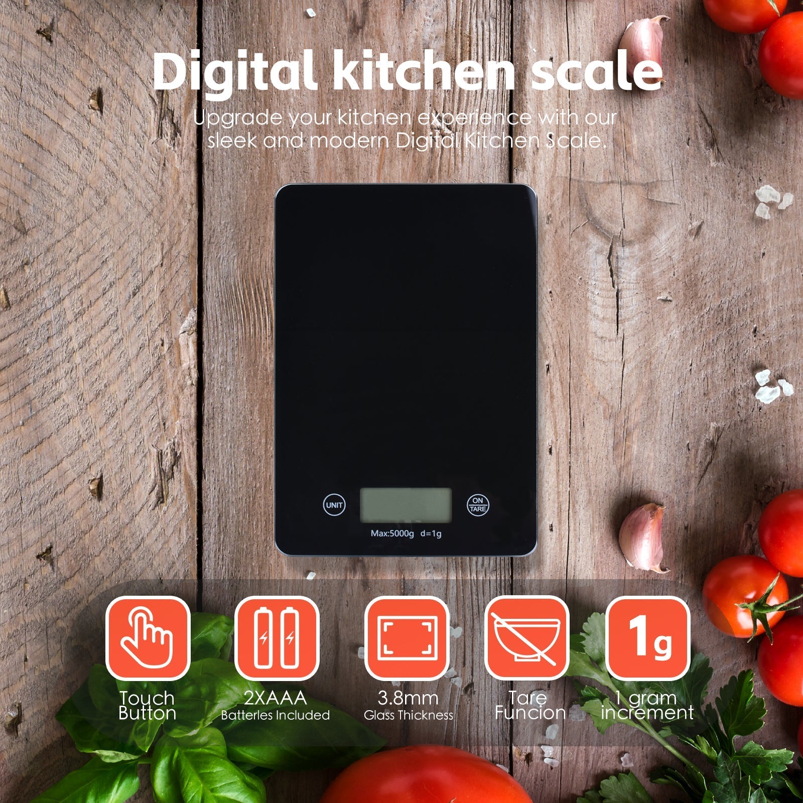 Kitchen Scales: 5KG Digital Glass Kitchen Scale