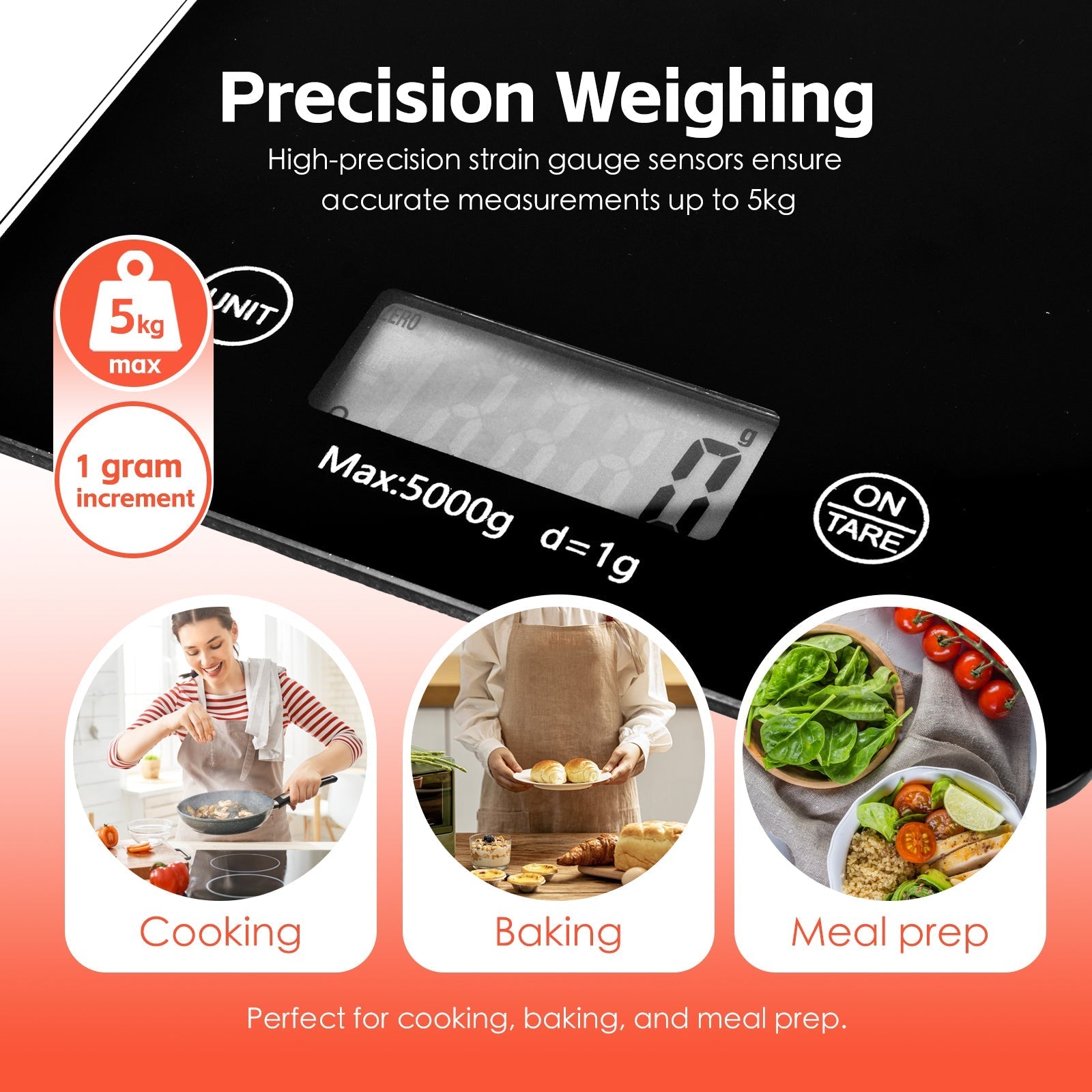 Kitchen Scales: 5KG Digital Glass Kitchen Scale
