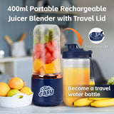 Food Mixers & Blenders: 400ml USB-C Rechargeable Portable Juicer with Travel Lid  Personal Blender for Smoothies & Shakes