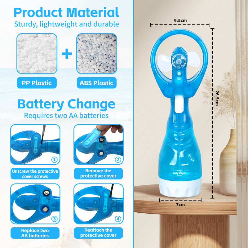 Costumes & Accessories: Lazy Dayz Water Spray Fan - Pink