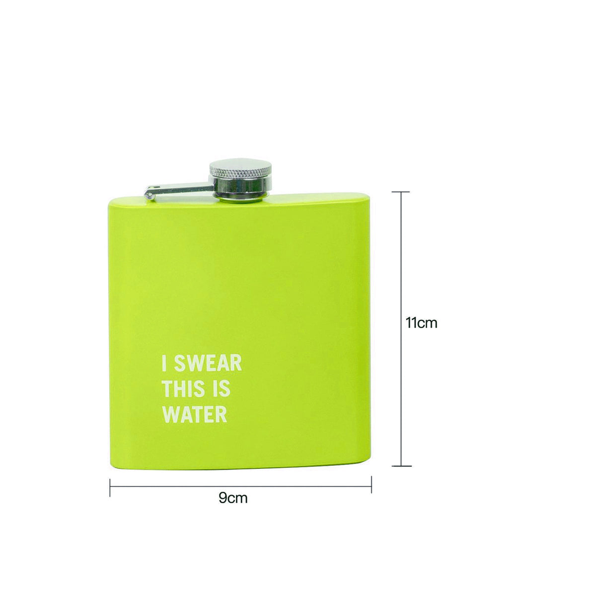 Drinkware: 175ml Stainless Steel Hip Flask w Funny Quotes-Green