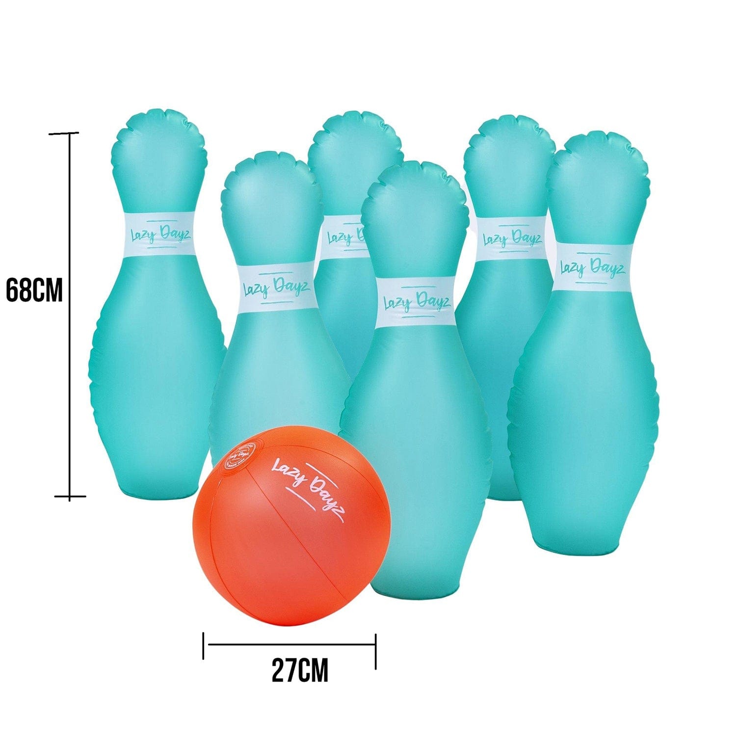 Outdoor Play Equipment: 7 Pcs Lazy Dayz Pool Beach Inflatable Bowling Set Toy