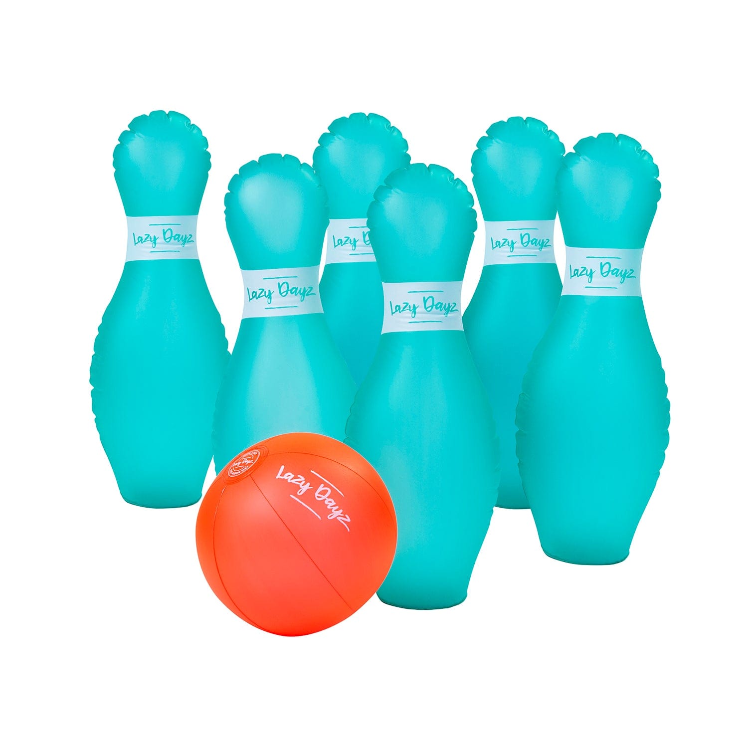 Outdoor Play Equipment: 7 Pcs Lazy Dayz Pool Beach Inflatable Bowling Set Toy