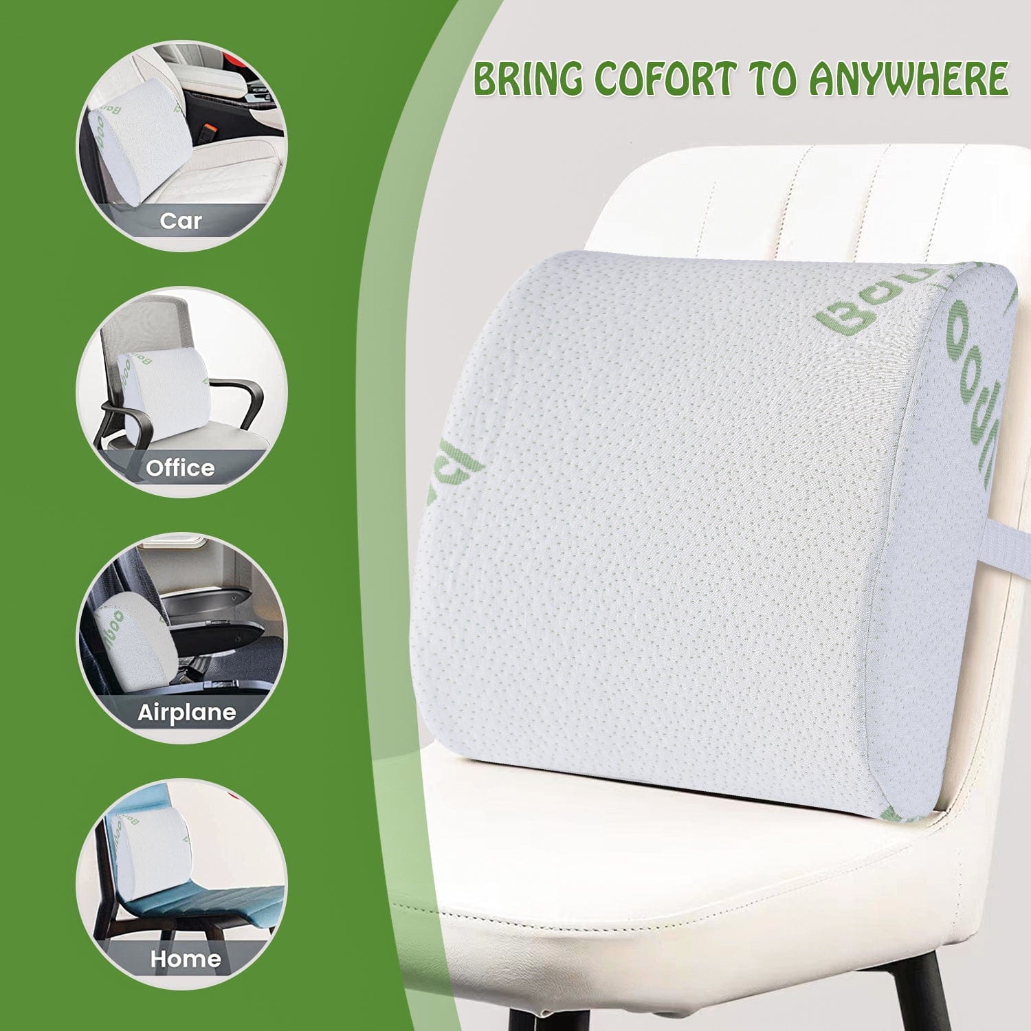 Wellness Accessories: Bamboo Memory Foam Lumbar Support Cushion