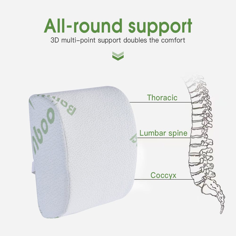 Wellness Accessories: 2 x Bamboo Memory Foam Lumbar Support Cushion