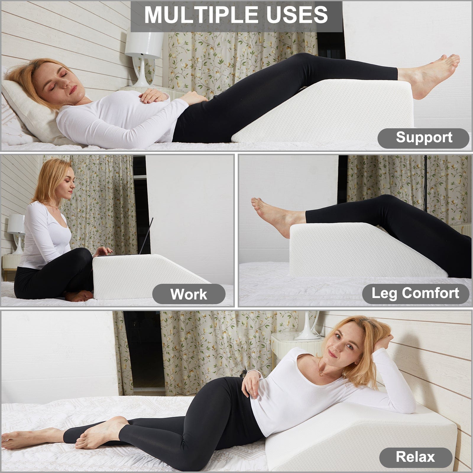 Pillows: Memory Foam Bed Wedge Leg Support Elevation Pillow