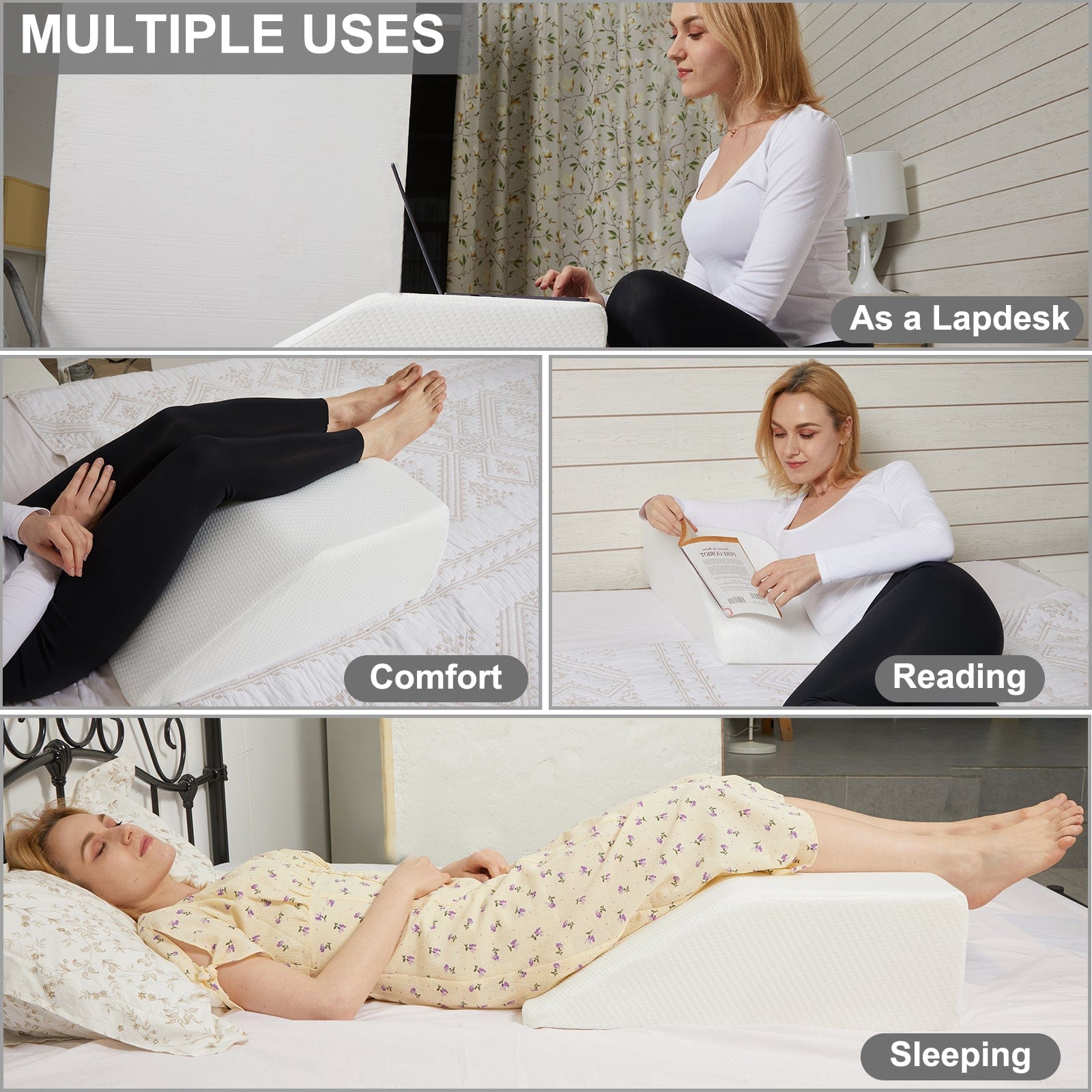 Pillows: Memory Foam Bed Wedge Leg Support Elevation Pillow