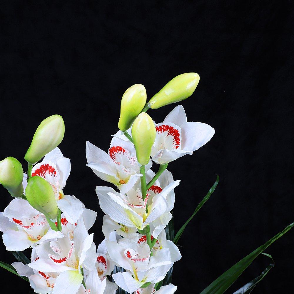Artificial Potted Plants: 100cm Faux Artificial Home Decor Potted  Cymbidium-Red/White - White