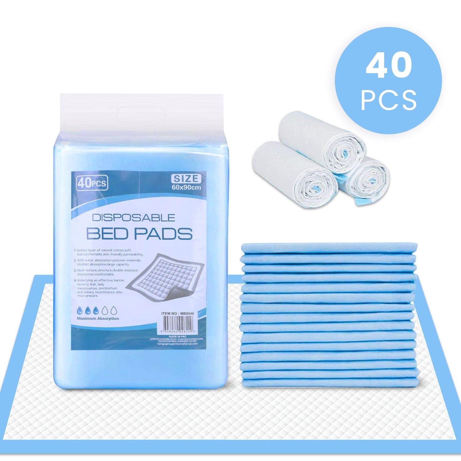 Dog Training Aids: 40pk Adult Disposable Bed Underpads 60 x 90cm