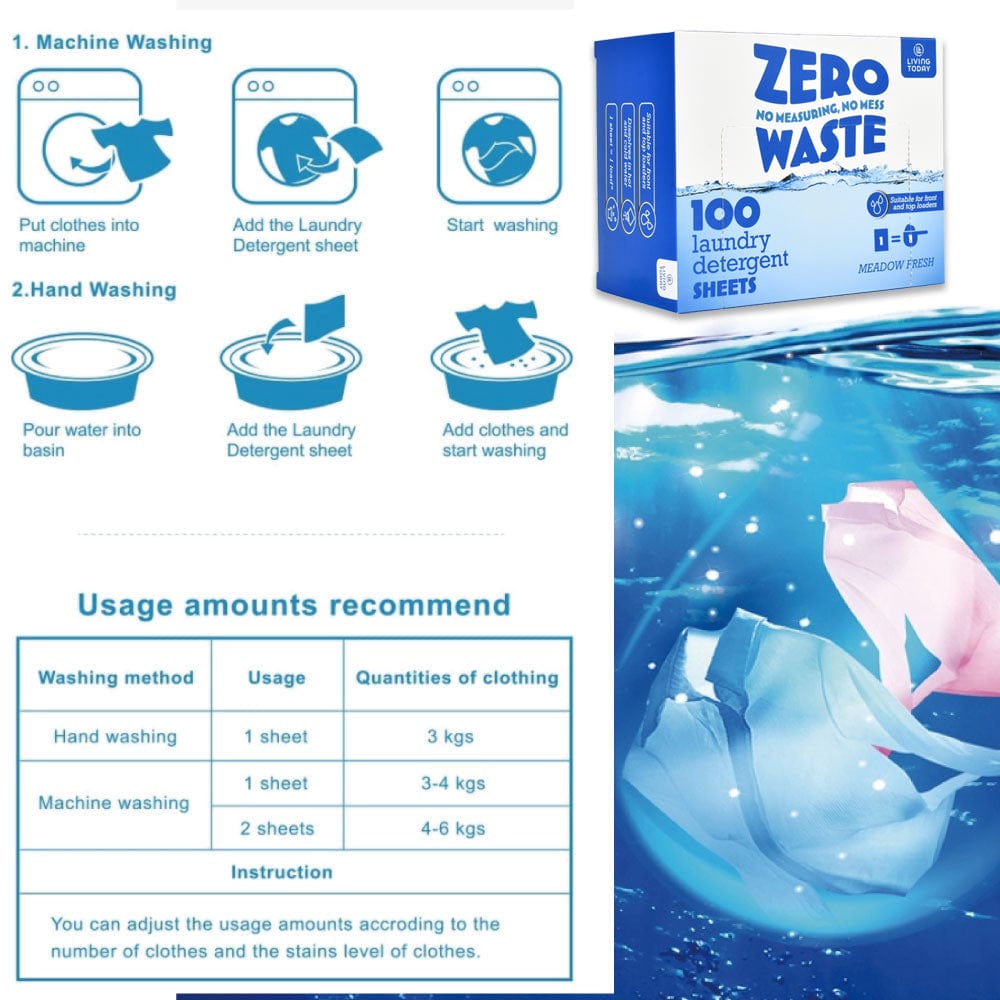 Laundry Cleaning Supplies: 500 Sheets Eco-friendly Ultra Concentrated Laundry Detergent