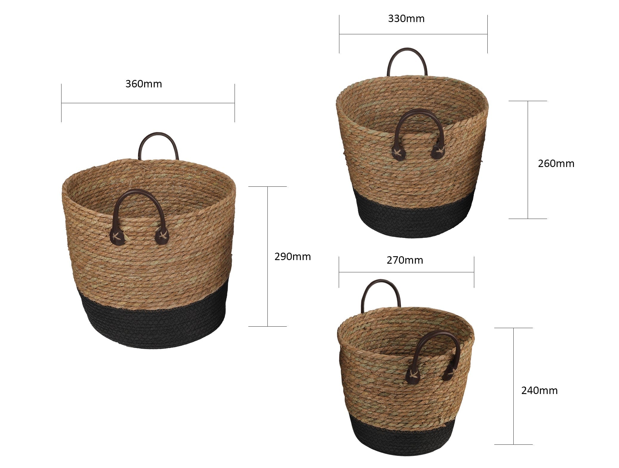 Kitchen & Bathroom DIY: 3 Piece Cotton Rope Stripe Carry Handles Storage Baskets Set