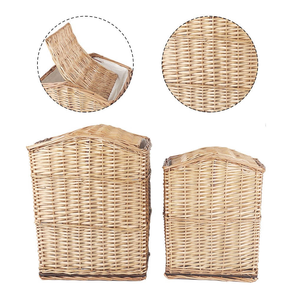 Food Storage: 2 Piece Wicker Storage Baskets With Lid Set