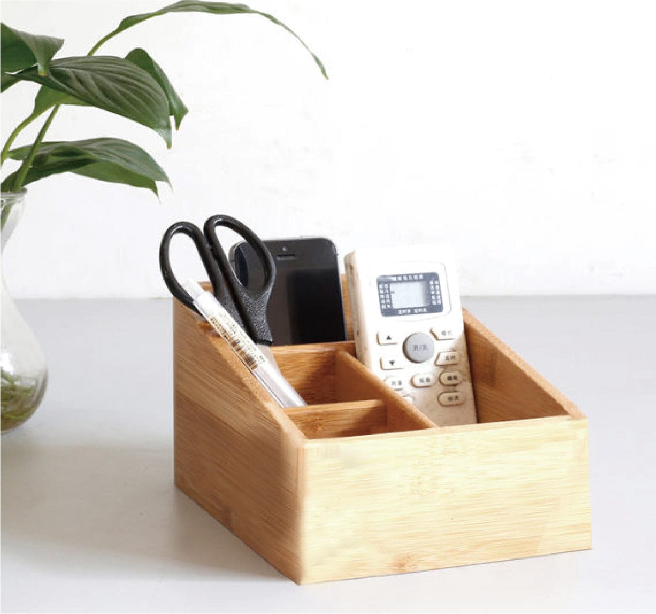 Storage Cabinets: Bamboo Storage Box with 4 Slots