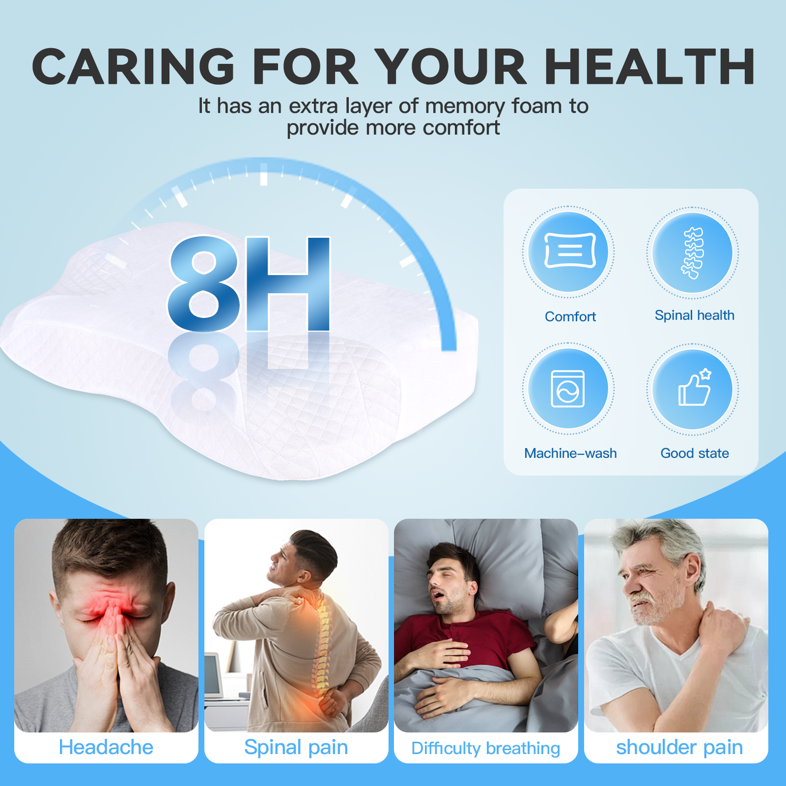Pillows: CPAP Contour Sleep Therapy Memory Foam Pillow