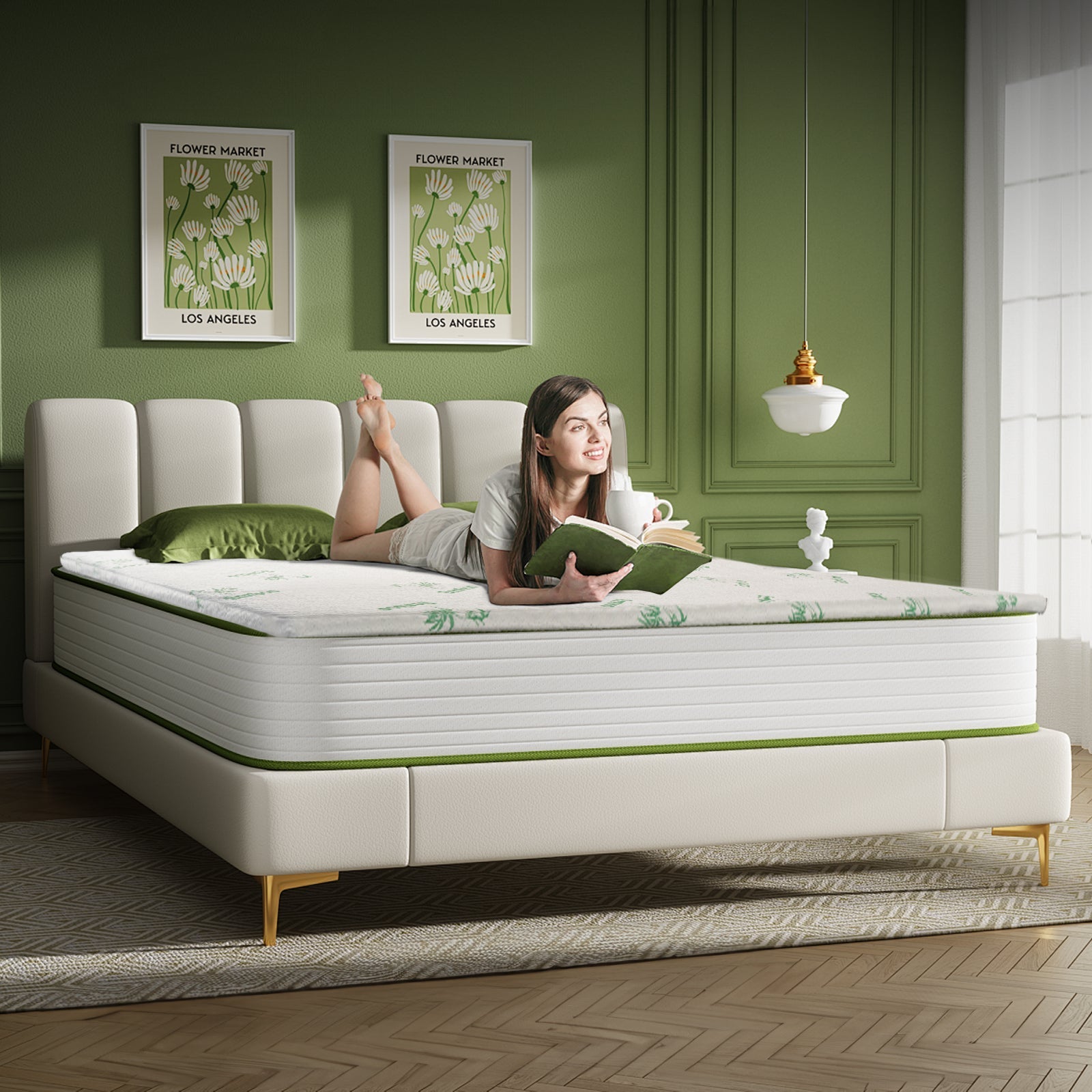 Mattress Toppers: 8cm Memory Foam Topper with Bamboo Mattress Cover - Queen
