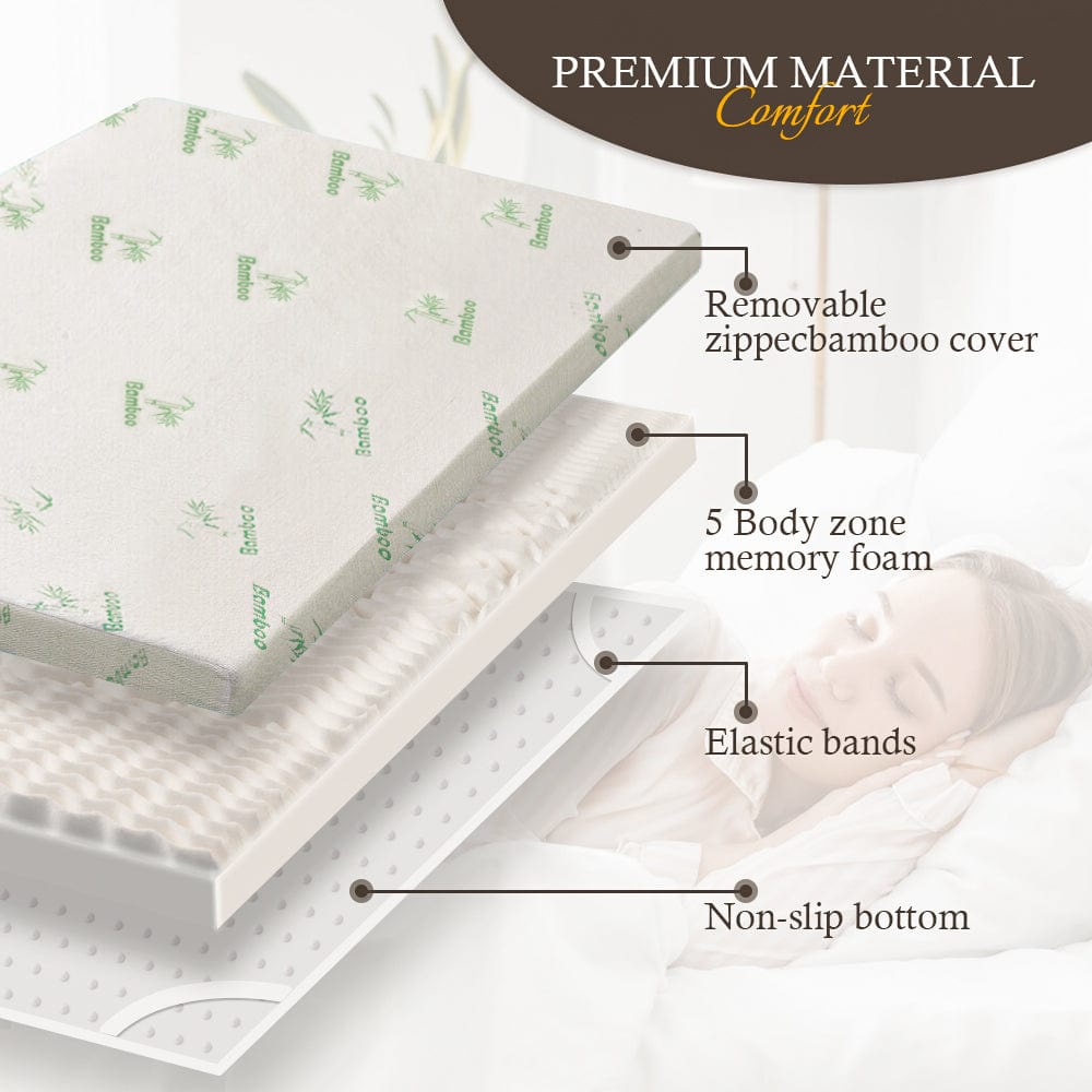 Mattress Toppers: 8cm Memory Foam Topper with Bamboo Mattress Cover - Queen