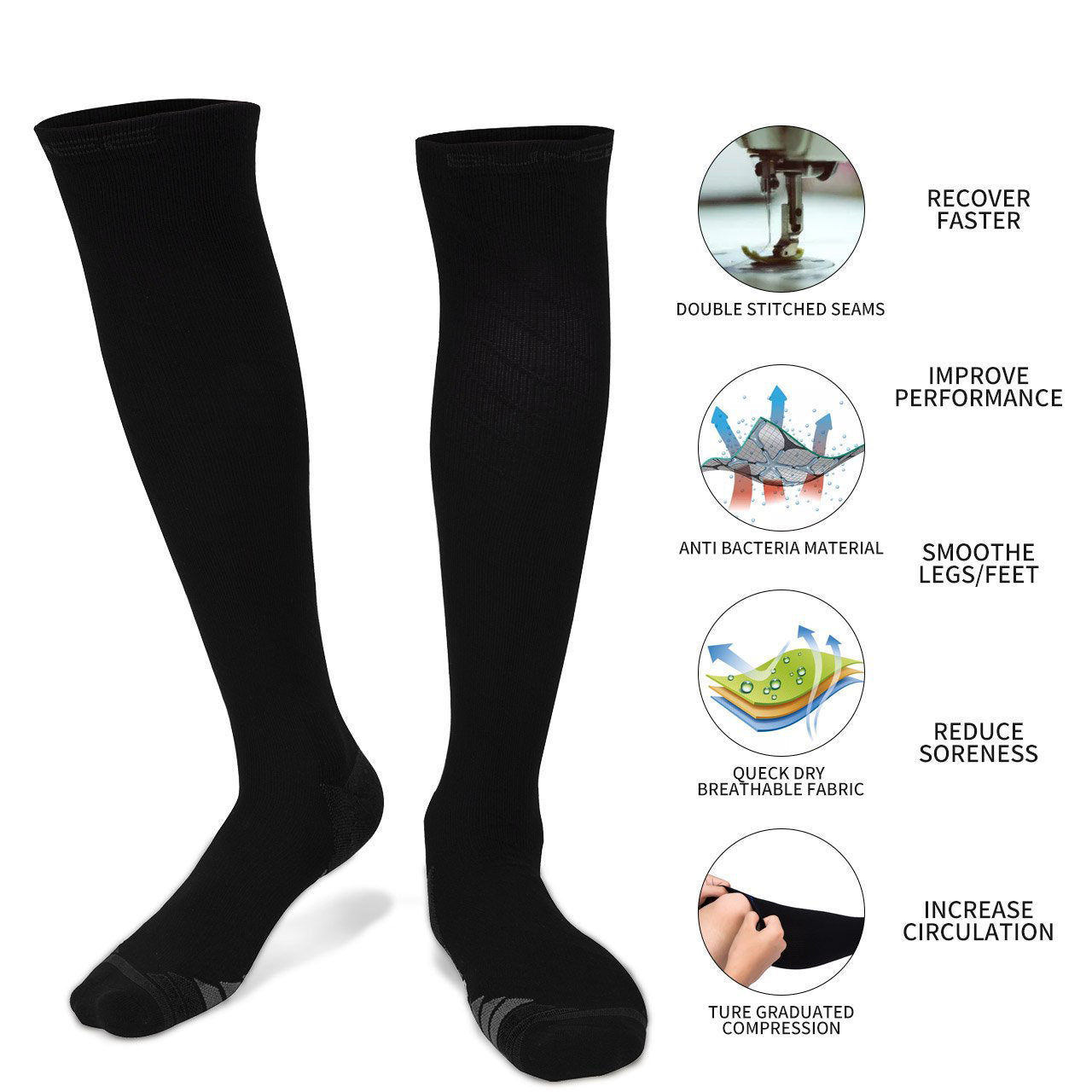 Supports & Braces: 2x Miracle Compression Socks - Large/XL