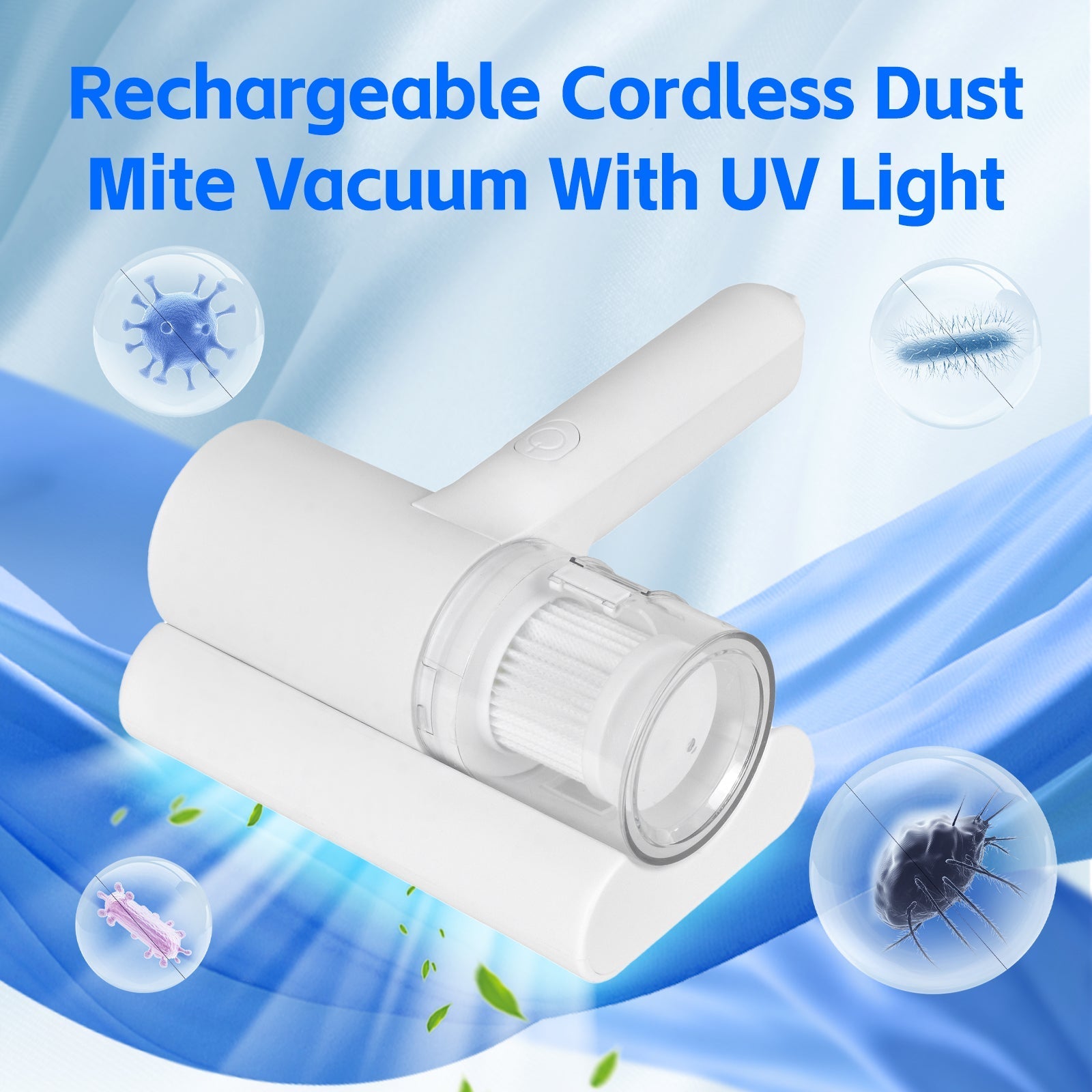 Stick Vacuums: UV‑C Cordless Dust Mite Vacuum Handheld Sanitizing Cleaner with 1200 mAh Battery