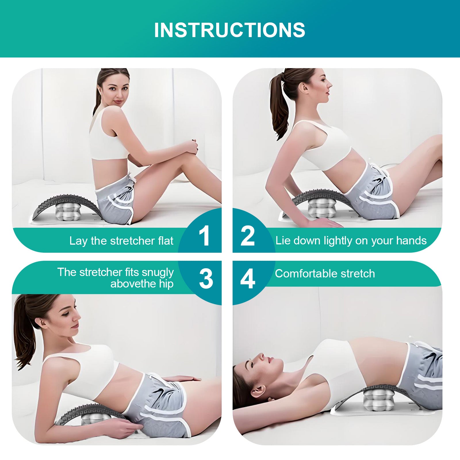 Gym Equipment & Accessories: Adjustable Air Lumbar Spine Reliever  Inflatable Back Stretcher with Acupressure & Magnets