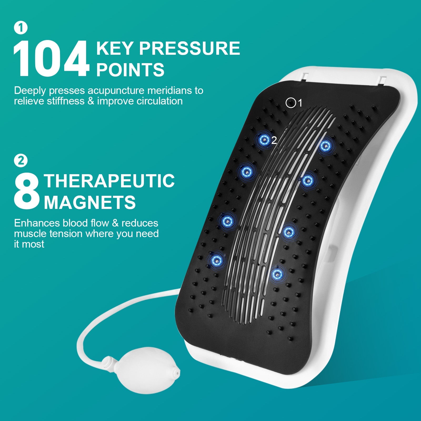 Gym Equipment & Accessories: Adjustable Air Lumbar Spine Reliever  Inflatable Back Stretcher with Acupressure & Magnets