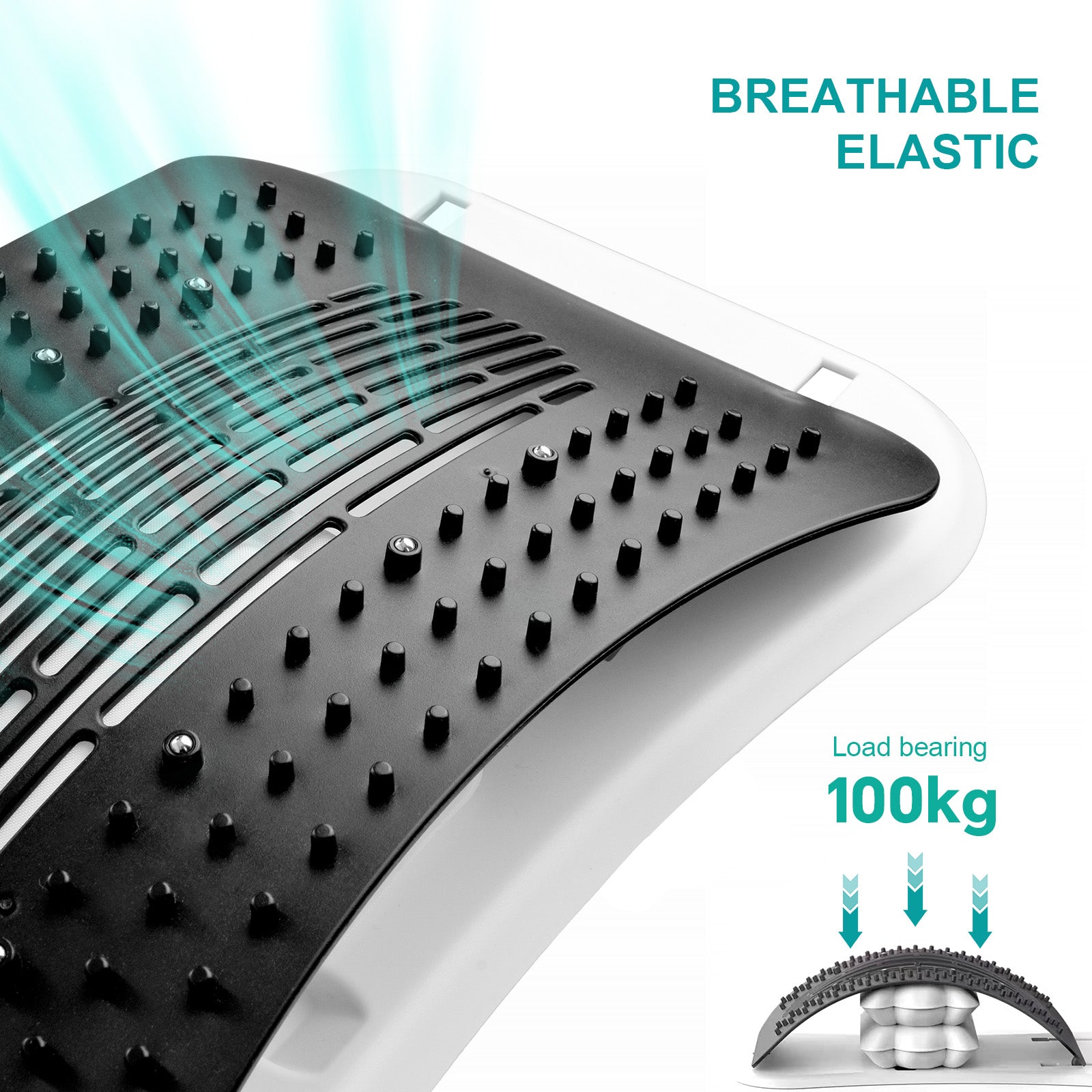 Gym Equipment & Accessories: Adjustable Air Lumbar Spine Reliever  Inflatable Back Stretcher with Acupressure & Magnets