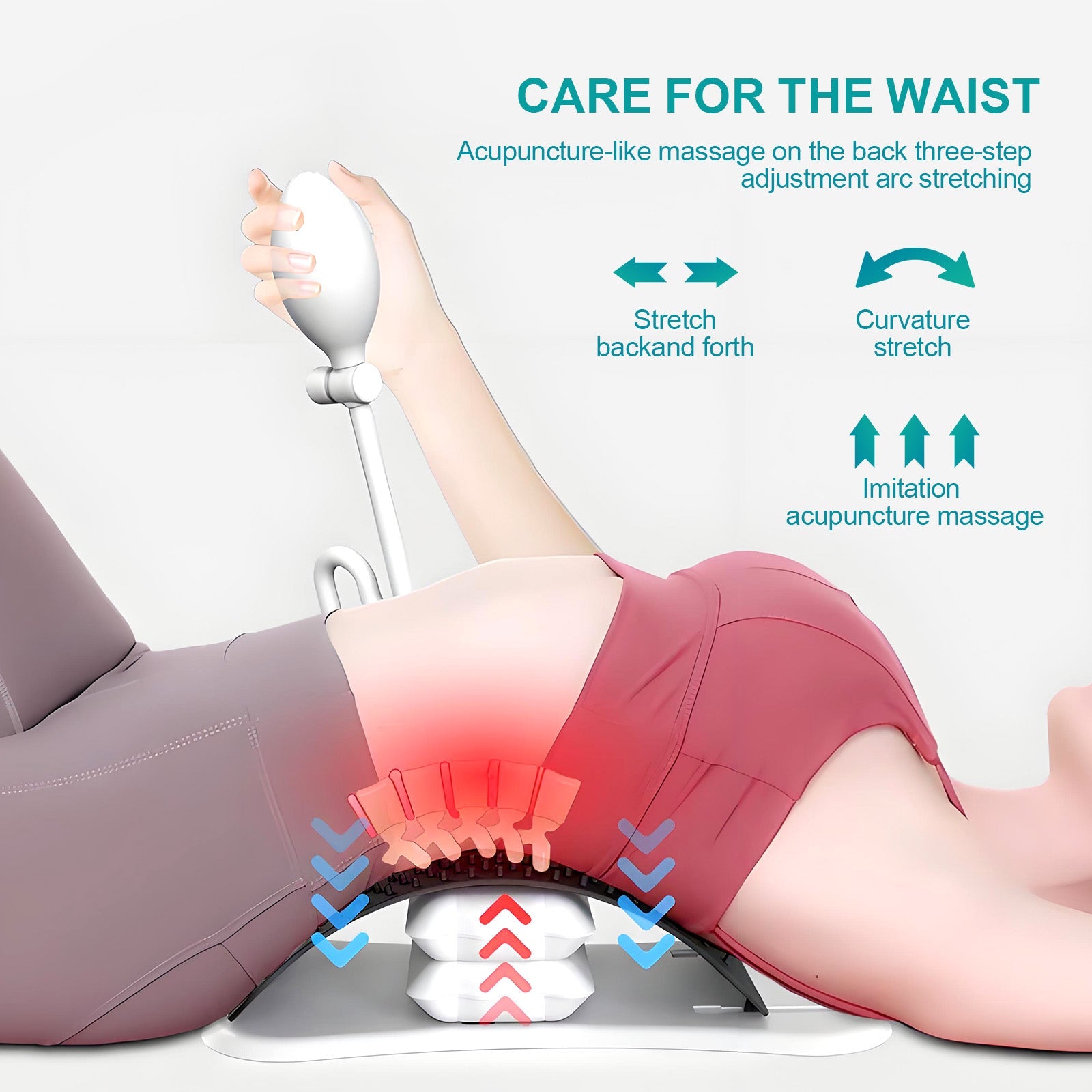 Gym Equipment & Accessories: Adjustable Air Lumbar Spine Reliever  Inflatable Back Stretcher with Acupressure & Magnets