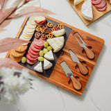Cutlery: Clevinger 4 Piece Acacia Wood & Slate Cheese Board With Knife Set