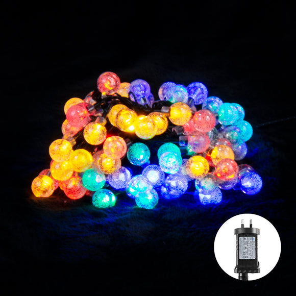 100 Low Voltage LED Bubble Ball String Lights 8 Function Christmas Decoration Multicolor