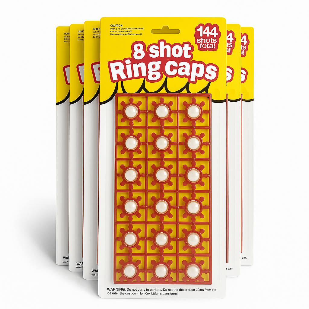 6 Cards of 8-Shot Ring Caps – 144 Shots Each, Total 684 Shots – Toy Gun Cap Refills